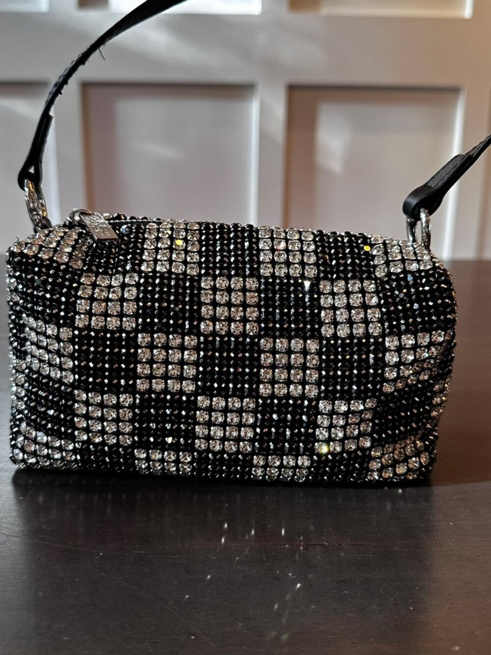 ✨🖤 Bari Lynn Rhinestone Checkerboard Shoulder & Crossbody Purse 🖤✨ - Picture 5 of 11